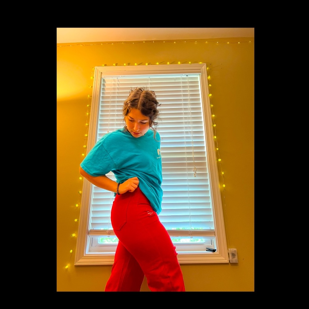 SHEIN Ripped Red Jeans